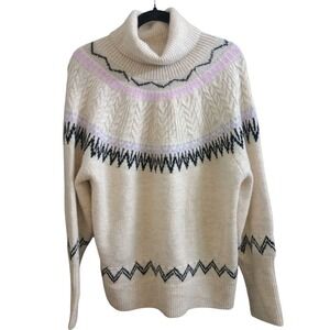 A New Day Fair Isle Turtleneck Sweater Cozy Size XL